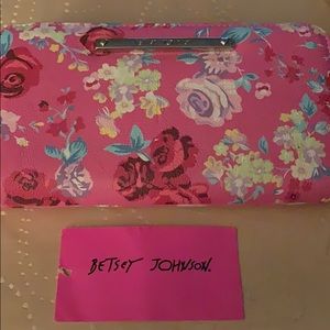 Betsey Johnson Fushia Floral Zip Around Wallet